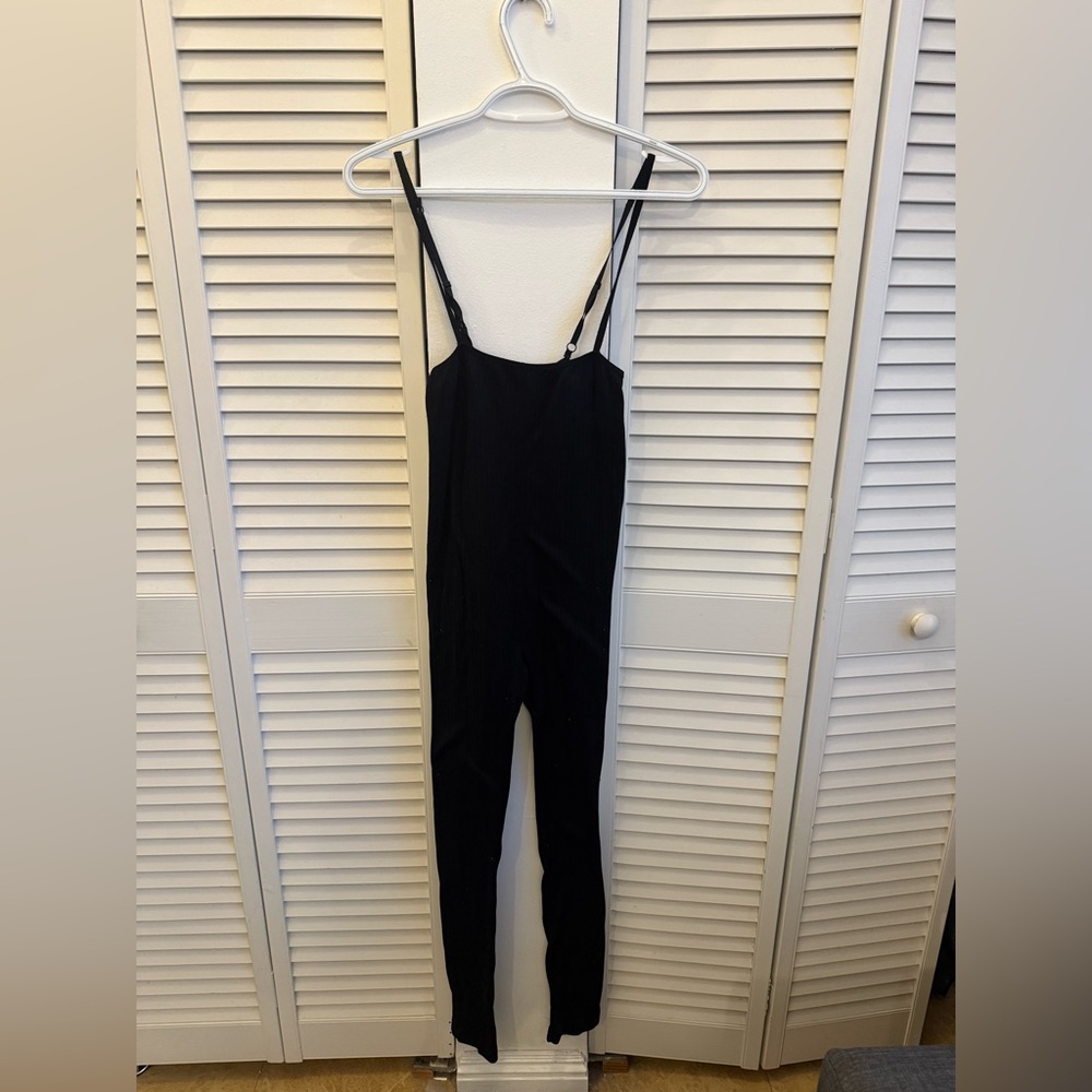 Black Ribbed Jumpsuit - Picture 2 of 5